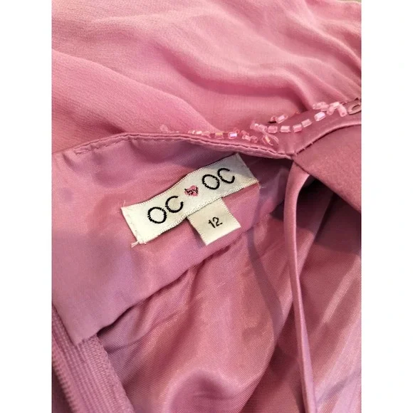 OC OC Silk Chiffon Beaded Dress Strappy Back Princess Y2K Fairy Whimsy Prom - Picture 15 of 16